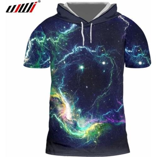 UJWI 2018 New Hoodies T-shirt Men T Shirt Galaxy Space 3D Print Harajuku Hip Hop Hooded Tshirt Unisex Brand Clothing 7XL