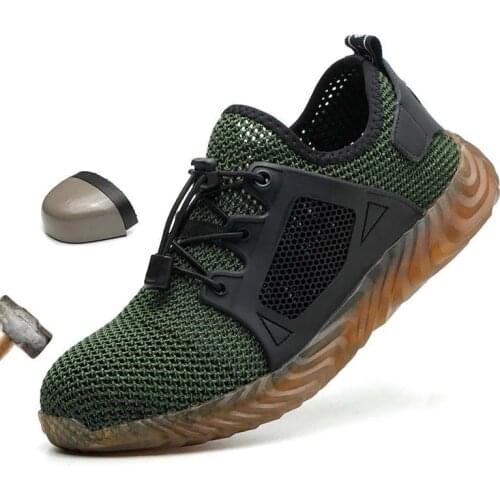 Male Shoes Breathable Mesh Safety Shoes Men Light Sneaker Indestructible Steel Toe Soft Anti-piercing Work Boots Work Shoes
