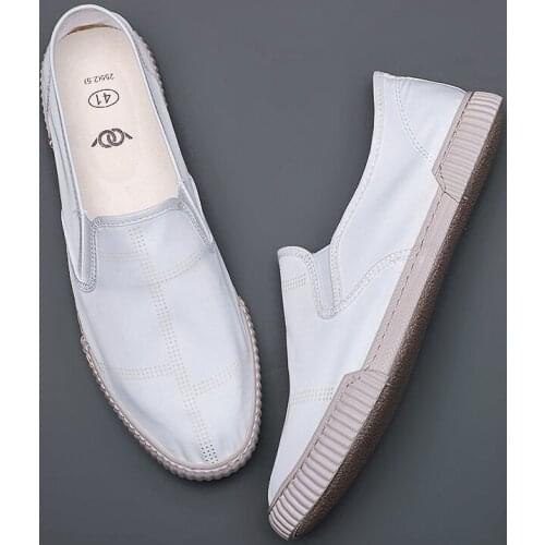 Ventilation Mens Designer Vulcanize Shoes 2021 New Breathable Canvas Loafers Youth Trend Casual Flats White Green M21239