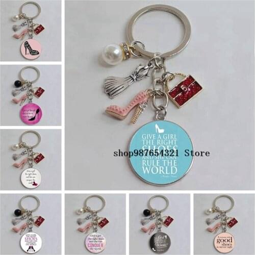 New Lady Marilyn Monroe High Heels Keychain Glass Cabochon Pendant Keychain Ladies Boutique Jewelry