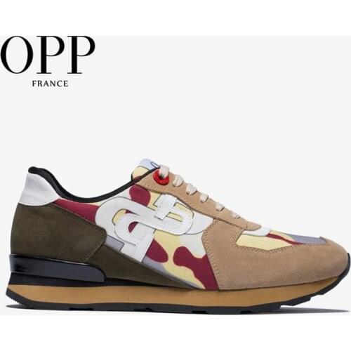 OPP Mens Shoes Fashion Lace-up camouflage Military Style Sneakers Genuine Leather Large Size Casual Shoes For Men