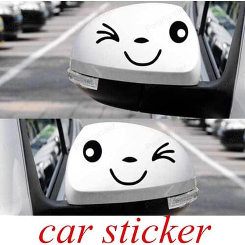 Wholesale rearview mirror car accessories reflective smile smiley face car decal sticker free shipping
