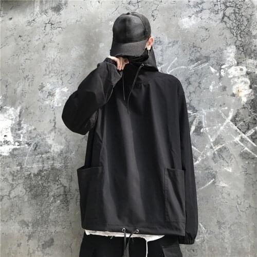 Autumn Cargo Jacket Men Black Hoodie Designer Hoodie Pockets Outwear Harajuku Oversized Windbreaker Hip Hop Men Bomber Jacket