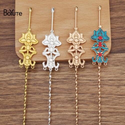 BoYuTe (5 Pieces/Lot) 165MM Brass Hair Stick Welding Alloy 20*43MM Flower Materials Diy Handmade Hair Accessories