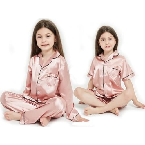 Girls Pajamas Long and Short Sleeve Spring Autumn Summer Girls Set Cotton Children Big Child Baby Childrens Adult Home Service