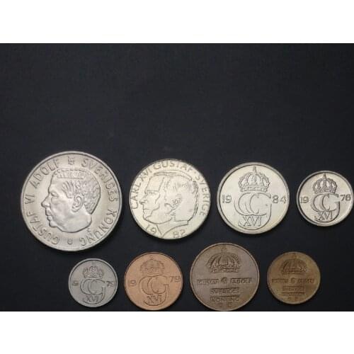 Sweden Set 8 Coins Original True Real Genuine Coin European Collectible Gift UNC