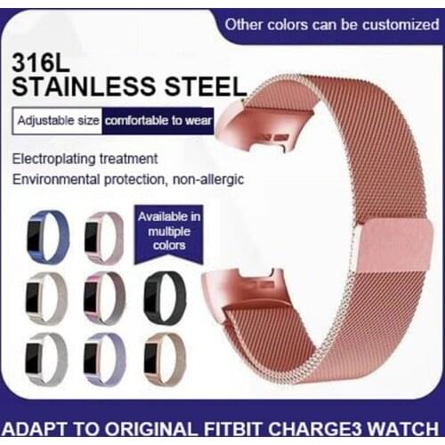 Compatible with Fitbit Charge 3/4 Bands for Women Men Stainless Steel Mesh Magnetic Metal Band Replacement L is 190mm M is 220mm