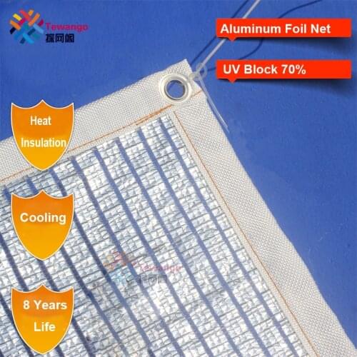 Tewango Aluminum Foil Shade Sail 75% UV Block Succulent Plants Cover Outdoor Sunlight Protect Silver Patio Heat insulation