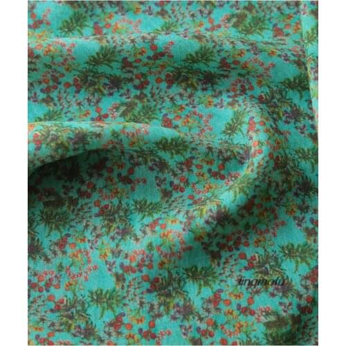 High-end printed pure linen cotton linen fabric High-end clothing linen fabric