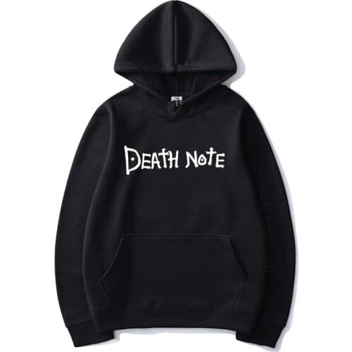 Death Note Solid Color Letter Printing Hoodies Harajuku Hip Hop Sweatshirt Men Women Anime Hooded Tops Pullover Hoodie