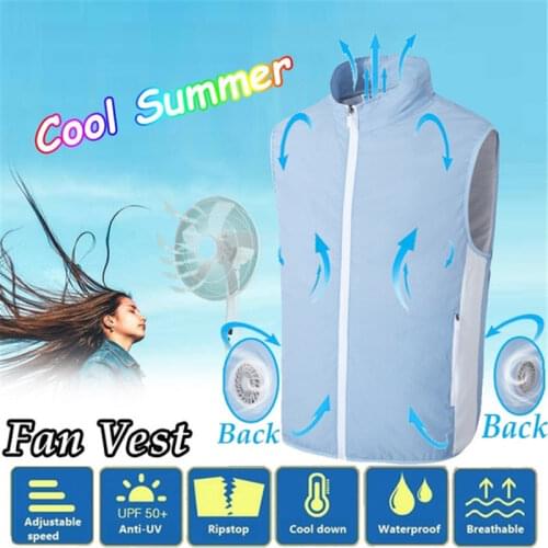 USB Fan Cooling Hiking Fishing Cycling Vest Air Conditioning Work Outdoors Quick Cooling Conditioned 2 Fan Summer Cooling Vest