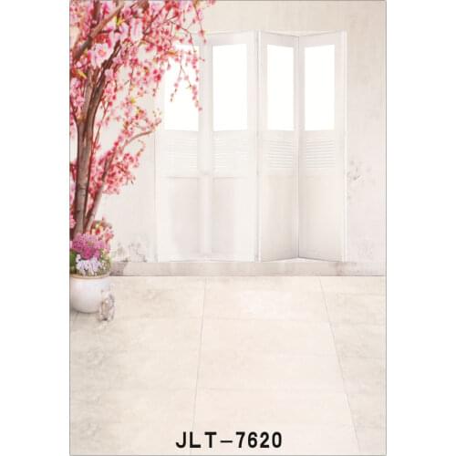 Indoor Room White Windows Floor Pink Flowers Wedding Children Vinyl Background For Photo Studio Props Backdrops for Photography
