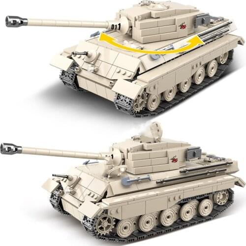 Military series World War II German Tiger Heavy Tank Soldier Weapon DIY Model Building Blocks Toys Gifts