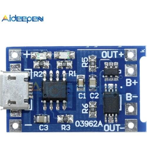 TP4056 5V 1A Micro USB 18650 Lithium Battery Charging Board Charger Module+Protection Dual Functions