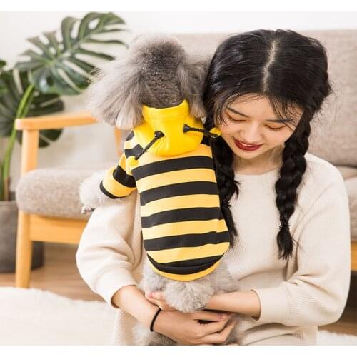 Dog Winter Warm Clothes Cute Plush Coat Hoodies for bulldog Pet Costume Jacket Bee Pet Puppy Coat