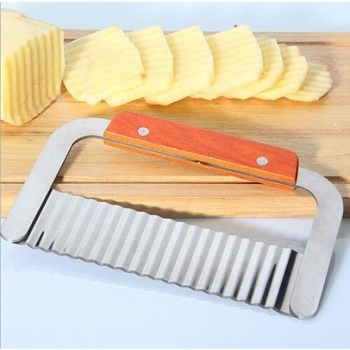 1PC Potato French Fry Cutter Stainless Steel Kitchen Serrated Blade Easy Slicing Banana Fruits Potato Wave Knife Chopper KX 157