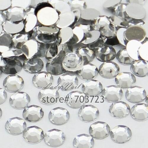 1000PCS Flatback 14 Facets Resin Round Rhinestone Tips Beads Makeup Nail Art Decoration Tools ss20 5mm Crystal White N01