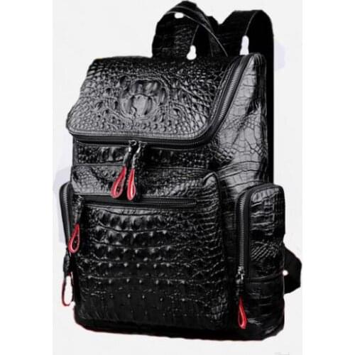 143 Crocodile pattern genuine leather men large backpack high quality