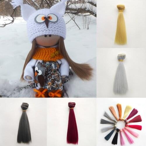 15*100cm Straight Hair Extensions for All Dolls DIY Wigs Hair Heat Resistant Fiber Hair Wefts Doll Accessories