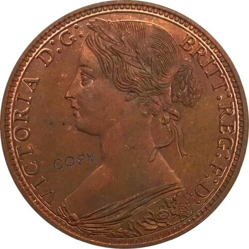 1867 United Kingdom 1 Penny Victoria 2nd portrait Red Copper collectibles Copy Coin