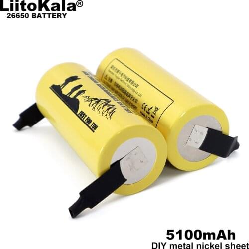 2-10PCS Liitokala Lii-51S 26650 3.7V 5100mA 20A rechargeable battery, 26650A lithium Batteries Suitable for flashlight+Nickel