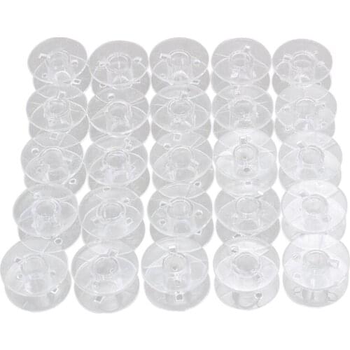 25 Clear Plastic Sewing Machine Bobbins Fits Singer Brother Janome Toyota