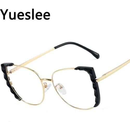 48309 Popular Metal Optical Glasses Frame Anti Blue Light Cat Eye Glasses Frame Men Women Optical Fashion Computer Eyeglasses
