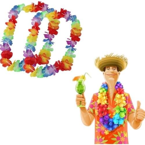 5Pcs Beach Party Wreath Necklace Hot Sale Party Flower Necklace Wreath Necklace Summer Decorations Beach Wreath