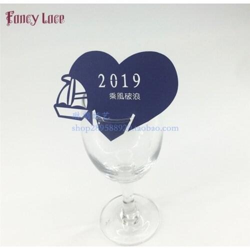 50pcs Wedding Sailboat Place Name Cards Nautical Wedding Wine Glass Cards Party Table Invitation Cards Event Decoration Supplies