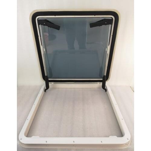 630*630mm Square Marine Grade Nylon Boat Deck Hatch Window With Tempered Glass and Trim Ring