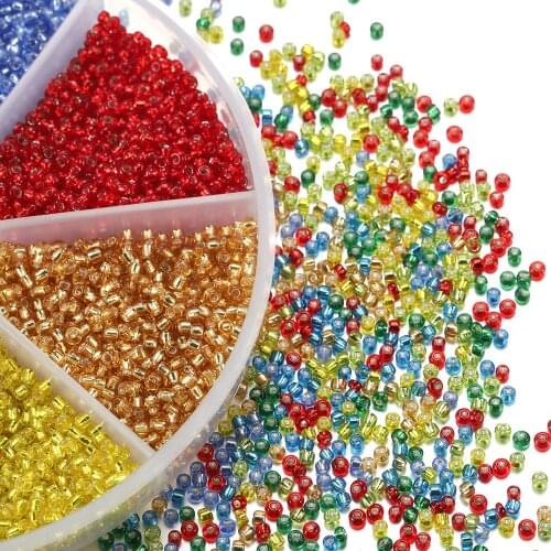 6300Pcs/2mm Colorful Round Charm Czech Spacer Glass Seed Beads 1Box Set for DIY Necklace Earring Ring Jewelry Making Accessories