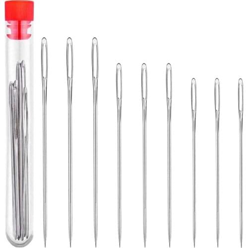 LMDZ 9 PCS Large Eye 3 Sizes Stitching Needles Hand Sewing Needles for Stitching and Crafting Projects Home DIY Sewing Tool