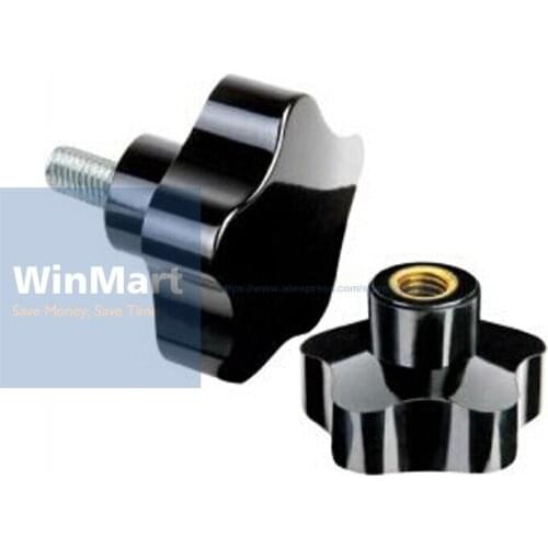 Free Shipping 6pcs/LOT M4*25mm Male Thread Star Shaped Head Star Knob Grips Clamping Screw Knob Pentagram handle