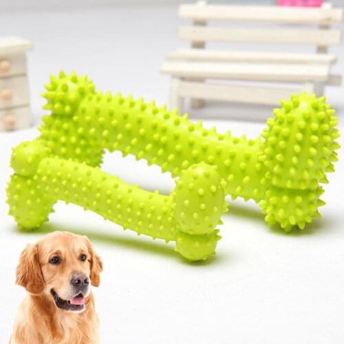 Big Bone Pet Dog Puppy Rubber Dental Teeth Chew Bone Play Training Barbell Barbed Dumbbell Fetch Toys For Dog Hot Sale