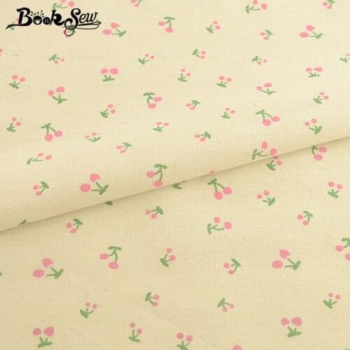 Booksew Ankara Material Beige Cherry Type Cotton Linen Fabric for Patchwork Sewing Curtain Tablecloth Telas Por Metro 145cm