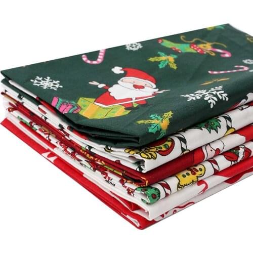 CHEER BOWS 40*50cm 1pc 100% Cotton Christmas Fabric Santa Claus Printed Cloth Sheet Apparel Sewing Material Home Textile Patches