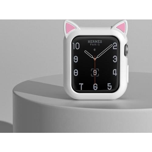 Cover For Apple Watch case 44mm 42mm 40mm 38mm Accessories Soft Silicone Cartoon Ear Protector for Iwatch Series SE 3 4 5 6
