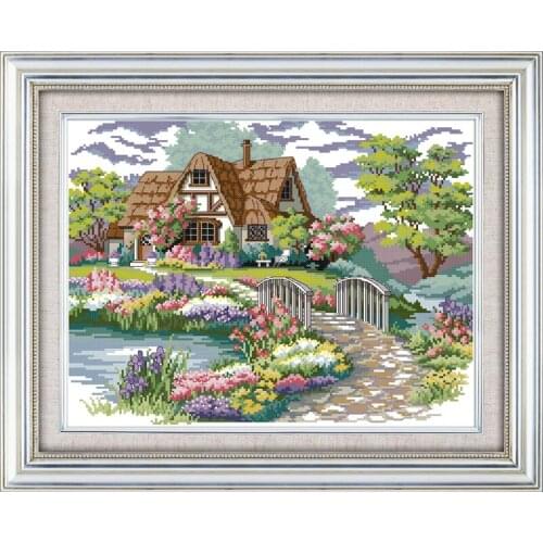 Everlasting Love Dream House Chinese Cross Stitch Kits Ecological Cotton Clear Stamped Printed DIY Wedding Decoration For Home