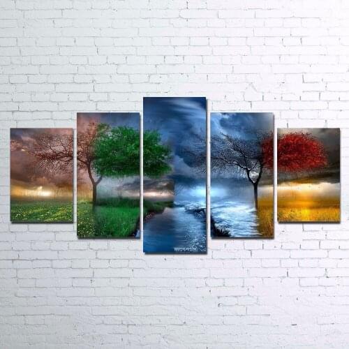 Hot Sell 5 Pcs HD Printed Fantasy Nature Canvas Home Decor for Living Room Canvas Painting Unframed