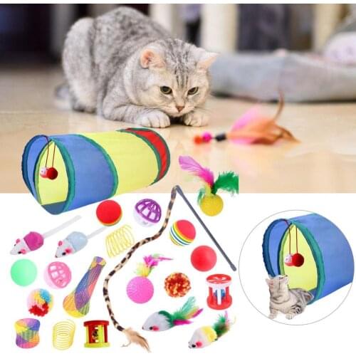 Cat Toys Multiple Type Interactive Toy Assortments Kitten Tunnel Set Pet Supplies Feather Teaser Kitten Catnip Kitty Ball Sets