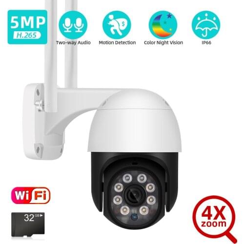 5MP PTZ Wifi Camera IP Outdoor 4X Digital Zoom Wireless Security CCTV Camera 2MP Two Way Audio Ai Detection Alert CCTV Camera