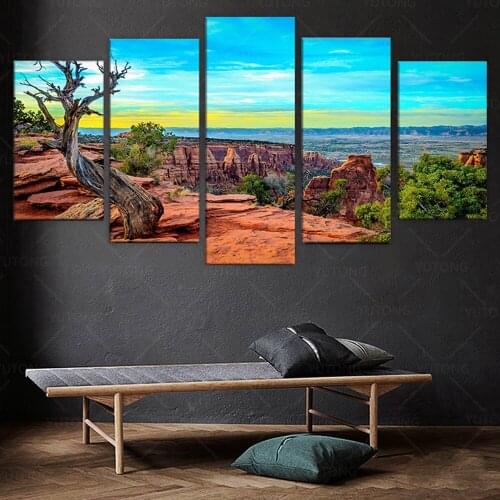 HD Printed 5 Piece Canvas Art sunset Mountains Wall Pictures for Living Room Modern Free Shipping Canvas Painting