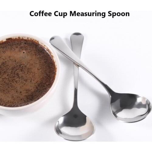 Stainless Steel Cup Measuring Spoon Barista Coffee Tasting Spoon Round Soup Spoon Long Handle Home Cafe Tableware Cutlery
