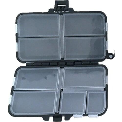 Mini fishing tackle box black 9 small transparent plastic waterproof hook bait bait fishing accessories black