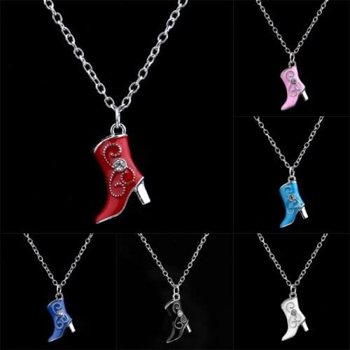 Fashion Europe Italy Style Korean Popular Christmas Gift Necklaces Charm Crystal Boots Pendant Necklace Long Chain Women Jewelry