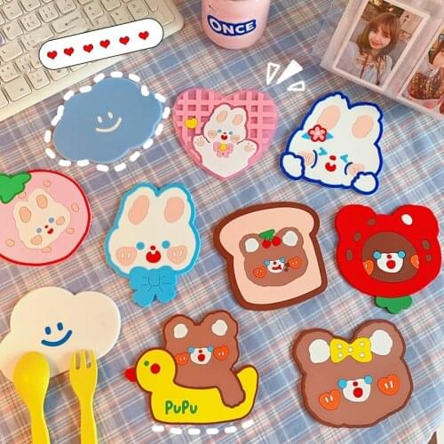Cartoon Cup Pad Non-slip Silicone Coasters Heat Resistant Pot Holder Table Placemat Dish Pads Kitchen Accessories Home Decor