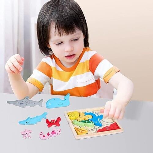 New Children Toy Animal Cartoon 3D Puzzle Jigsaw Puzzle Baby Wooden Toys Child Creative Early Educational