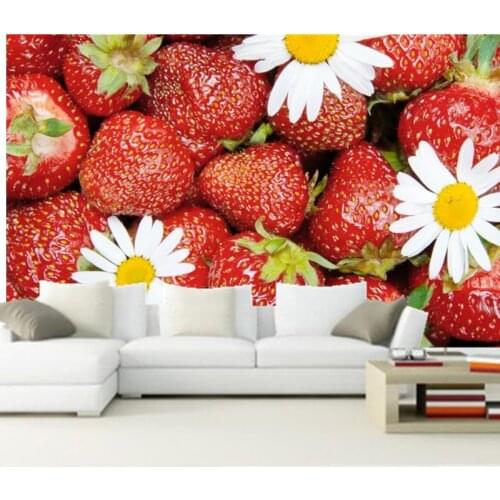 Custom 3D murals,Strawberry Camomiles Red Food Flowers wallpapers papel de parede ,living room sofa TV wall bedroom wallpaper