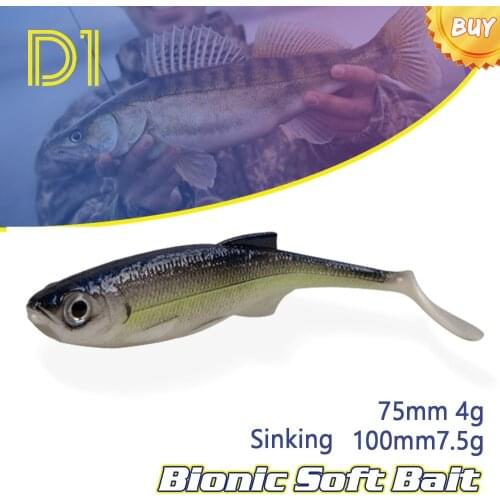 D1 Winter pike Silicone baits 2020 Fishing artificial bionnic wobblers 75mm 4g100mm 7.5g bait for fishing freshwater soft lure