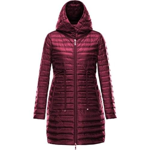 Plus size 3XL ! New Winter Down Jacket Women Long White Duck Down Jacket Outwear Ultralight Hooded Thin Coat